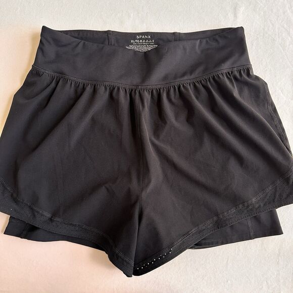 SPANX Get Moving DOUBLE Layer Black SHORTS 5"  WOMENS SIZE XL - Picture 4 of 10